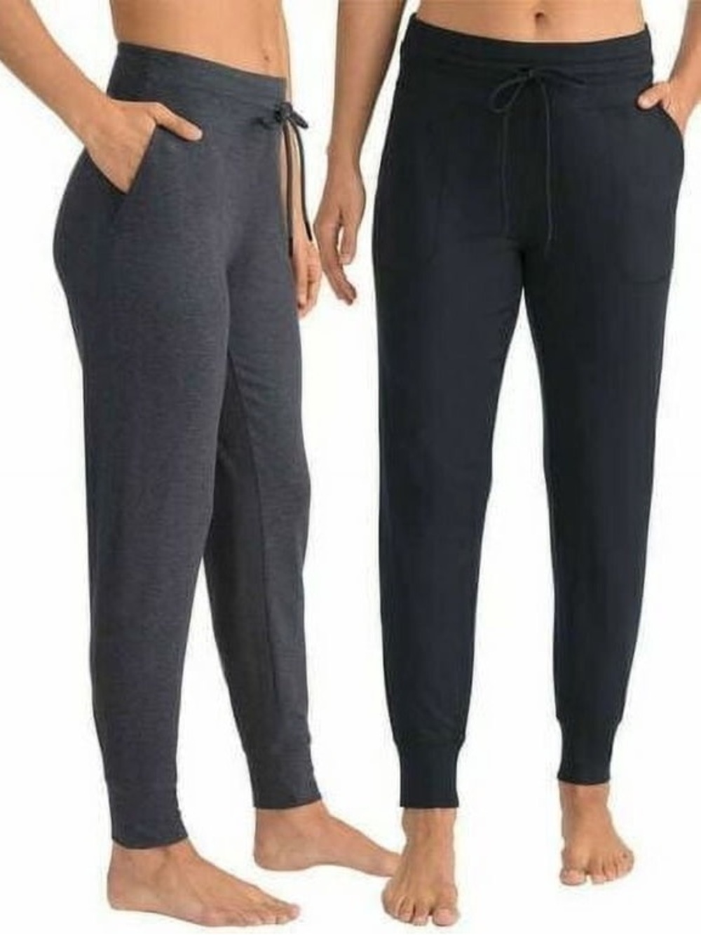 Lole Dark Heathered Charcoal Drawstring Track Joggers 2 Front Pockets